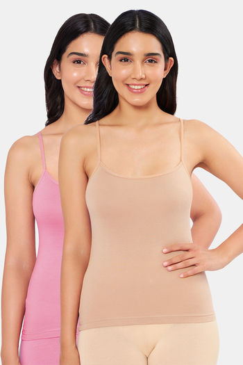 Buy Amante Cotton Camisole (Pack of 2) - Nude Wild Rose